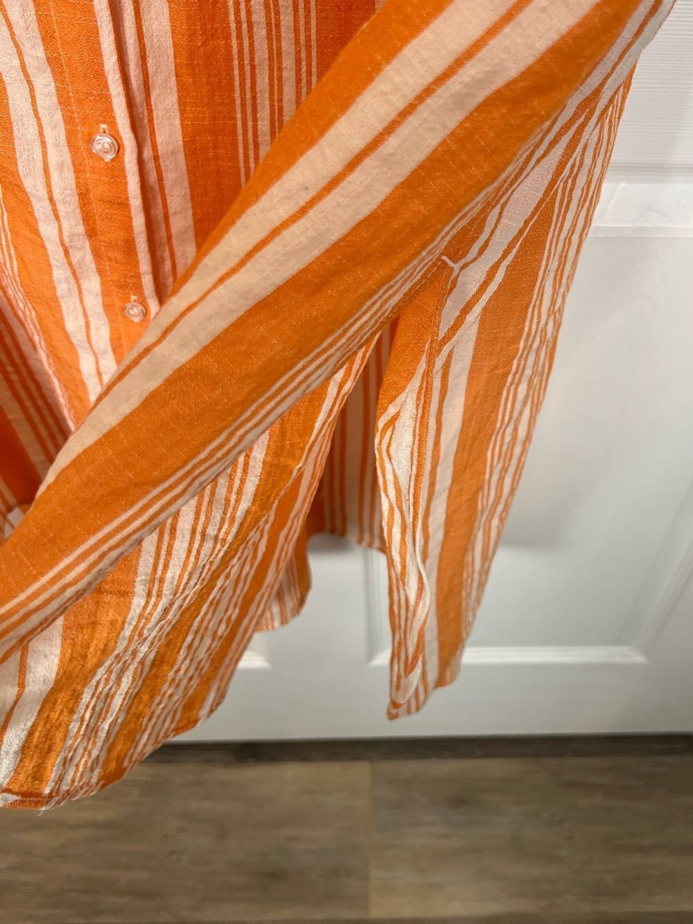 Lem Lem H&M orange white stripe short sleeve oversized shirt dress M/L - Picture 5 of 8
